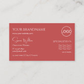 Elegant Plain Indian Red met monogram en Logo Visitekaartje (Achterkant)