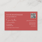Elegant Plain Indian Red met monogram en QR-code Visitekaartje (Achterkant)