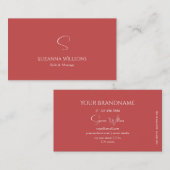 Elegant Plain Indian Red met Monogram Modern Chic Visitekaartje (Voorkant / Achterkant)