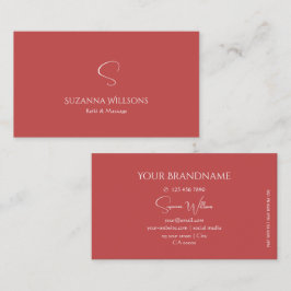 Elegant Plain Indian Red met Monogram Modern Chic Visitekaartje