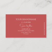 Elegant Plain Indian Red met Monogram Modern Chic Visitekaartje (Achterkant)