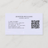 Elegant Plain Lavendel Script Monogram QR Code Visitekaartje (Achterkant)