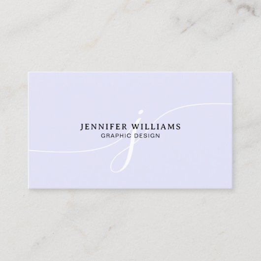 Elegant Plain Lavendel Script Monogram QR Code Visitekaartje (Voorkant)