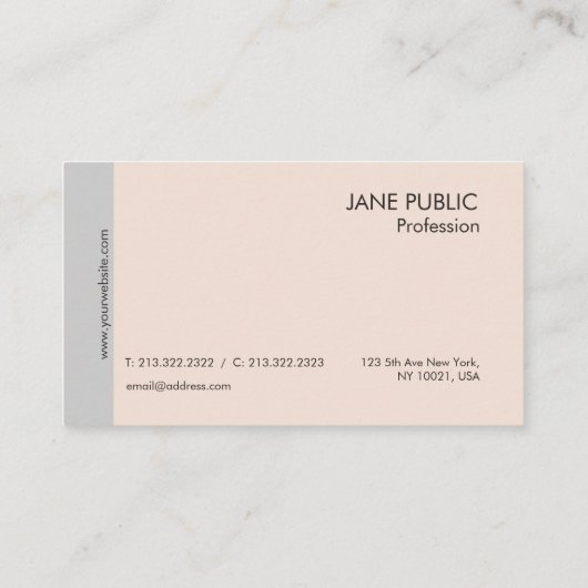 Elegant Plain Modern Professional Grey and Beige Visitekaartje (Achterkant)