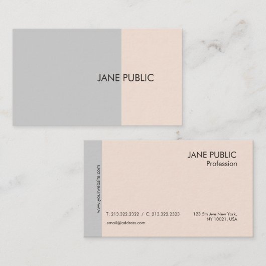 Elegant Plain Modern Professional Grey and Beige Visitekaartje (Voorkant / Achterkant)