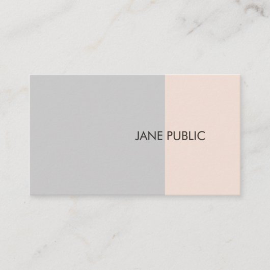 Elegant Plain Modern Professional Grey and Beige Visitekaartje (Voorkant)