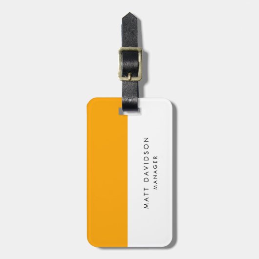 Elegant Plain Oranje White Stripes Professional Bagagelabel (Voorkant verticaal)