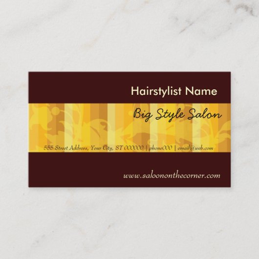 Elegant Plain Salon Hair Stylist Gold Afsprakenkaartje (Voorkant)