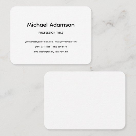 Elegant Plain Simple Black White Minimalist Visitekaartje (Voorkant / Achterkant)