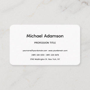 Elegant Plain Simple Black White Minimalist Visitekaartje