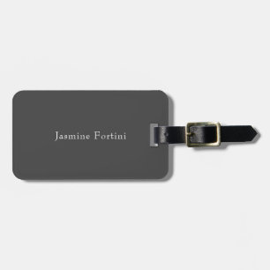 Elegant Plain Simple Grey White Minimalist Bagagelabel