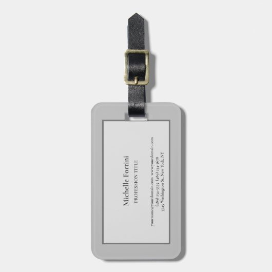 Elegant Plain Simple Minimalist Grey Bagagelabel (Voorkant verticaal)