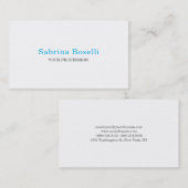 Elegant Plain Simple Sky Blue White minimalist Visitekaartje (Voorkant / Achterkant)