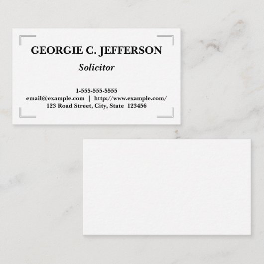 Elegant & Plain Solicitor Visitekaartje (Voorkant / Achterkant)