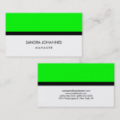 Elegant Plain Style Green White Black Professional Visitekaartje (Voorkant / Achterkant)
