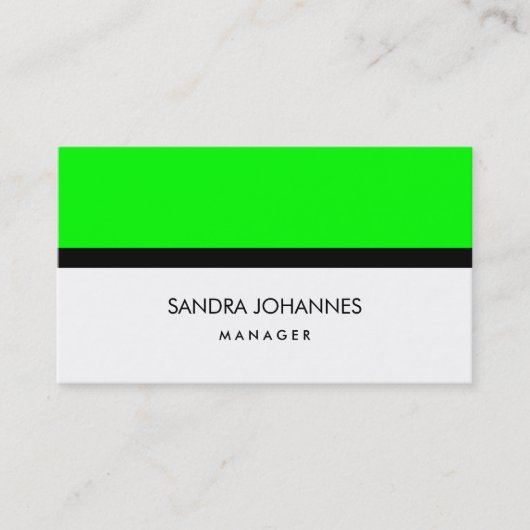 Elegant Plain Style Green White Black Professional Visitekaartje (Voorkant)