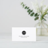 Elegant Plain White Black met Logo en foto's Visitekaartje (Staand voorkant)