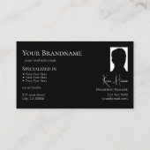 Elegant Plain White Black met monogram en foto Visitekaartje (Achterkant)