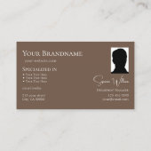 Elegant Plain White Brown met Logo en fotoafbeeldi Visitekaartje (Achterkant)