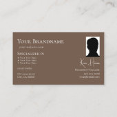 Elegant Plain White Brown met monogram en foto Visitekaartje (Achterkant)