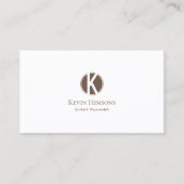 Elegant Plain White Brown met monogram en foto Visitekaartje (Voorkant)