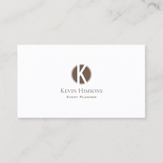 Elegant Plain White Brown met monogram en Logo Visitekaartje (Voorkant)