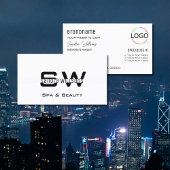 Elegant Plain White Classic met monogram en Logo Visitekaartje