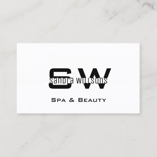 Elegant Plain White Classic met monogram en Logo Visitekaartje (Voorkant)