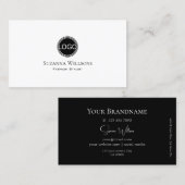 Elegant Plain White en Black met Logo stijlvol Visitekaartje (Voorkant / Achterkant)