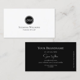 Elegant Plain White en Black met Logo stijlvol Visitekaartje