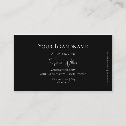 Elegant Plain White en Black met Logo stijlvol Visitekaartje (Achterkant)