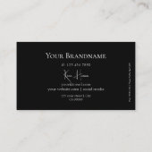 Elegant Plain White en Black met Monogram Modern Visitekaartje (Achterkant)