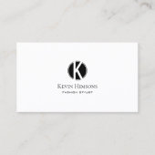 Elegant Plain White en Black met Monogram Modern Visitekaartje (Voorkant)