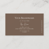 Elegant Plain White en Brown met Monogram Modern Visitekaartje (Achterkant)