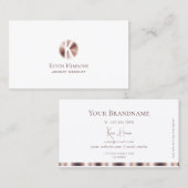 Elegant Plain White en Roos Gold met monogram Visitekaartje (Voorkant / Achterkant)