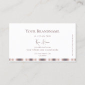 Elegant Plain White en Roos Gold met monogram Visitekaartje (Achterkant)