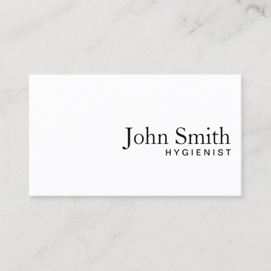Elegant Plain White Minimalist Hygienist Dental Visitekaartje (Voorkant)