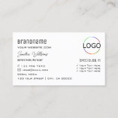 Elegant Plain White Modern met Monogram en Logo Visitekaartje (Achterkant)