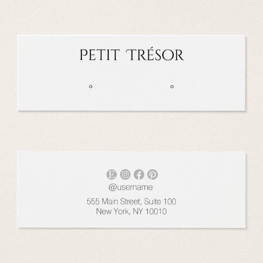 Elegant Plain White Stud Earring Display Mini Visitekaartjes (Voorkant /achterkant)