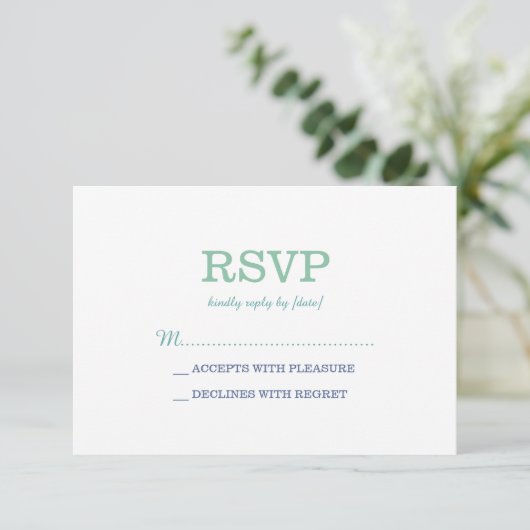 Elegant Plain White Zee Foam RSVP (Staand voorkant)