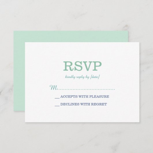 Elegant Plain White Zee Foam RSVP (Voorkant / Achterkant)