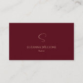 Elegant Plain Wine Red met Monogram en Foto Visitekaartje (Voorkant)