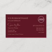 Elegant Plain Wine Red met monogram en Logo Chic Visitekaartje (Achterkant)