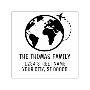 Elegant Plane Earth World Wereldbol Kaart Naam Adr Zelfinktende Stempel
