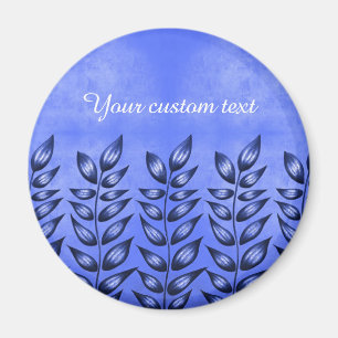 Elegant Plant voor aangepaste tekst met leder blau Magneet