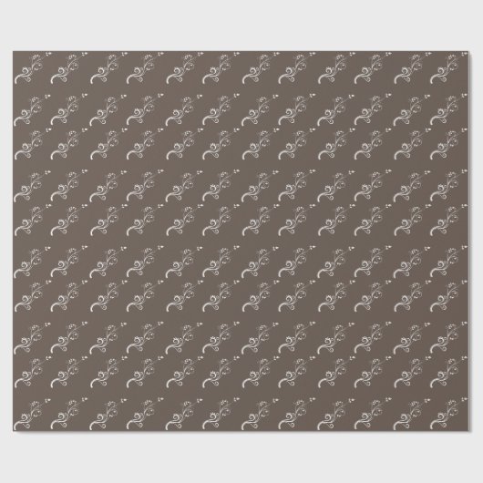 Elegant Planten White Brown Pattern Cadeaupapier (Vlak)