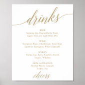 Elegant plat gouden kalligrafie drankkaart bord poster (Voorkant)