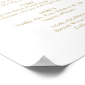 Elegant Platina Gouden Calligraphy Drankmenu Bord Poster (Hoek)