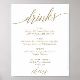 Elegant Platina Gouden Calligraphy Drankmenu Bord Poster