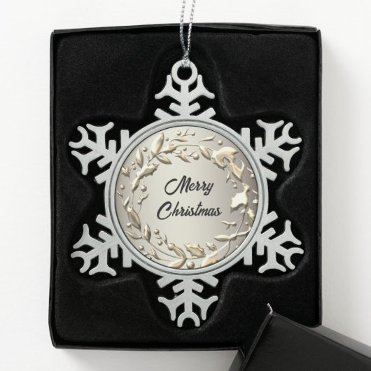 Elegant Platina Metallic Krans Vrolijk Kerstfeest Tin Sneeuwvlok Ornament (Kistje)